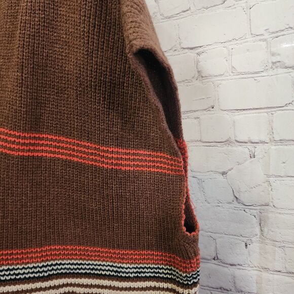 Easel Cardigan Womens Small To Lg Brown Open Front Hooded Fringe Hem Oversized - Picture 7 of 11